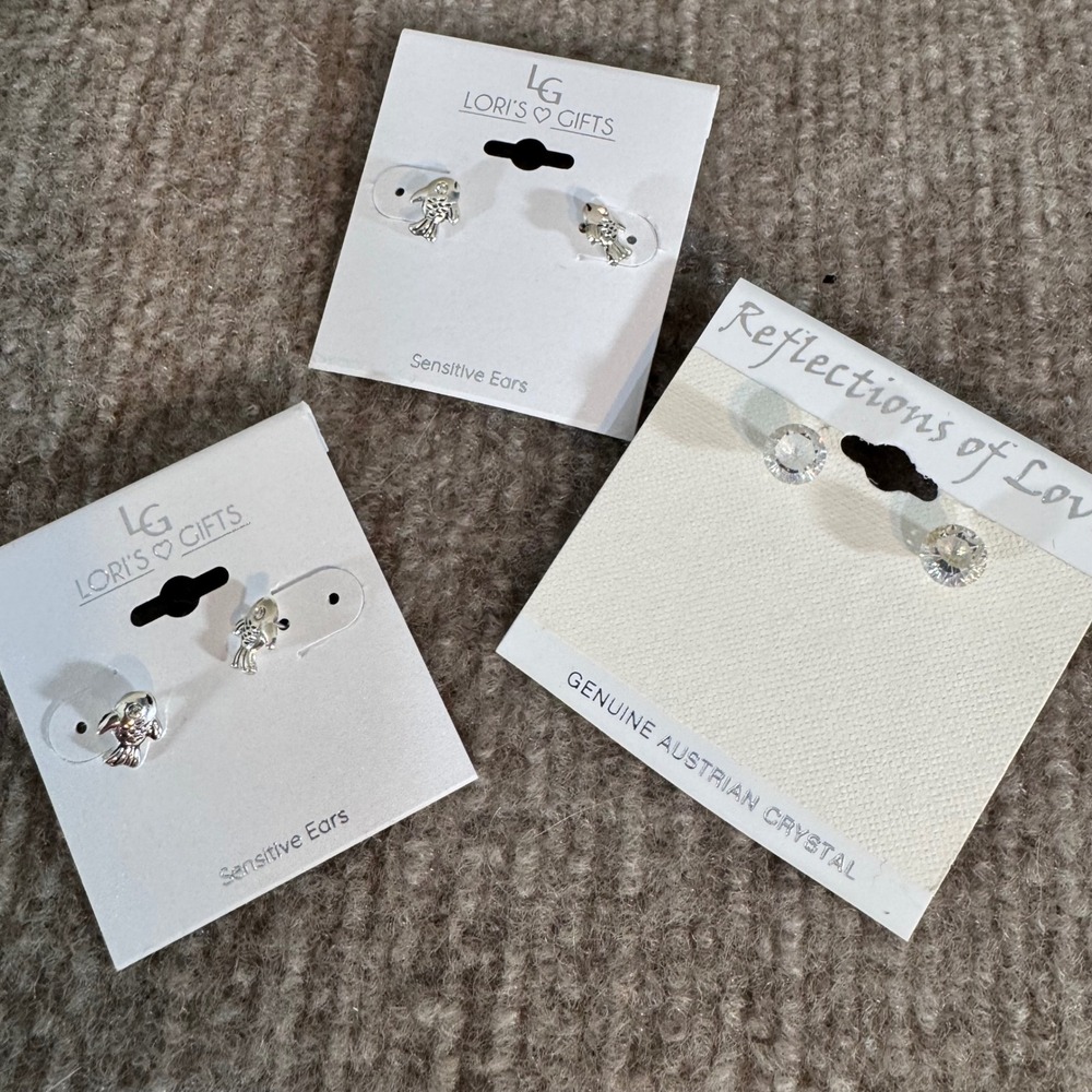 Lori's Gifts & Reflections of Love Earrings Lot 3 Pairs Austrian Crystal NWT